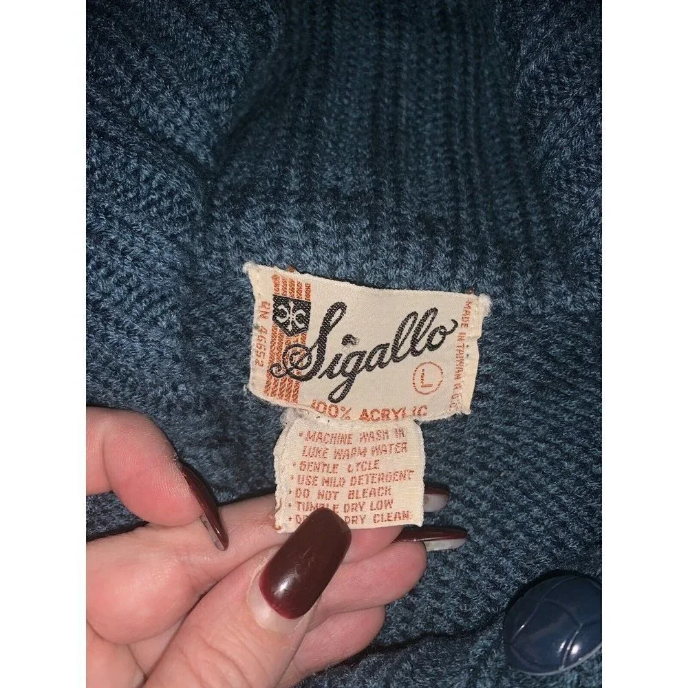 Sigallo Vintage Acrylic Button Down Grandpacore Winter Sweater Cardigan Large